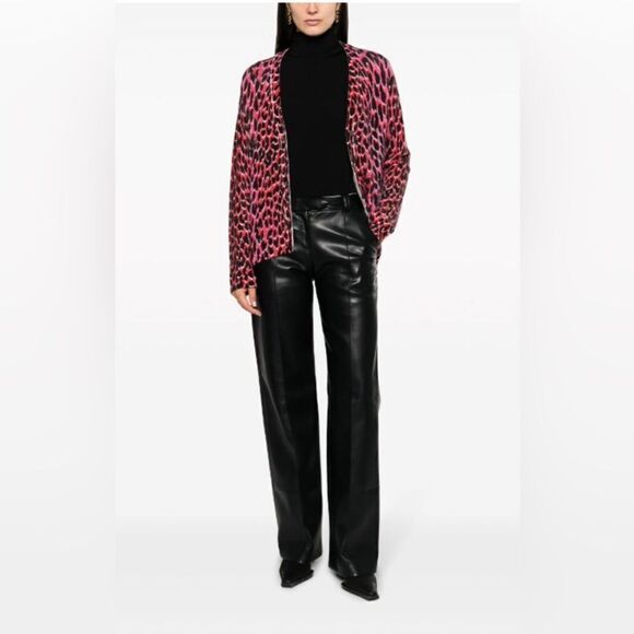 Zadig & Voltaire Mirka Leo print Leopard Cashmere Cardigan Size XS NWT - Picture 15 of 16